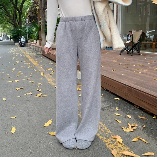 韩系小个子微喇窄版阔腿裤