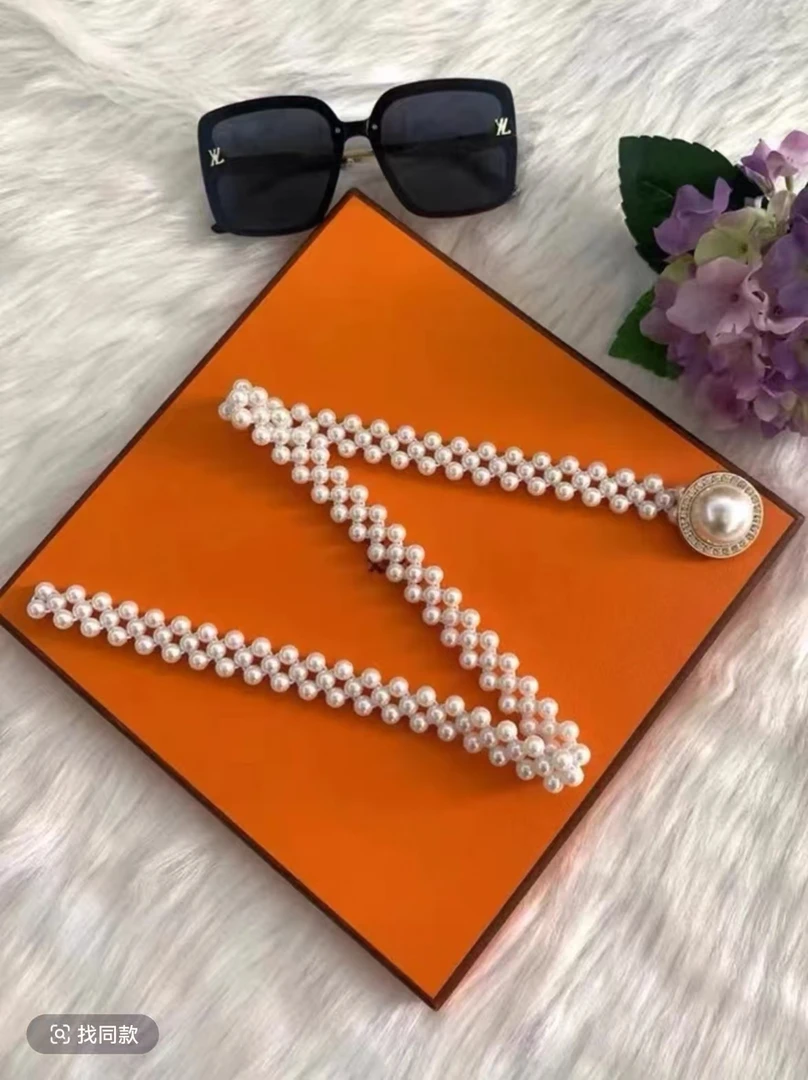 大牌珍珠水钻腰带松女士连衣裙配饰