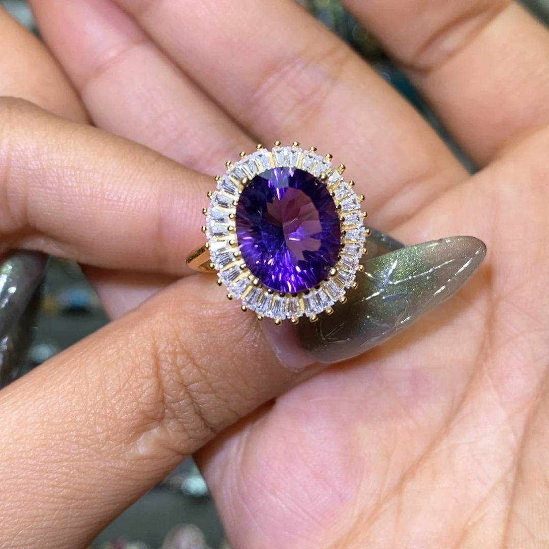 紫晶戒指银S925镶嵌6789