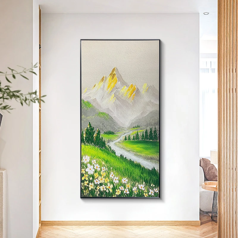 现代简约手工丙烯油画抽象装饰画立体添笔客厅玄关挂画金山80160