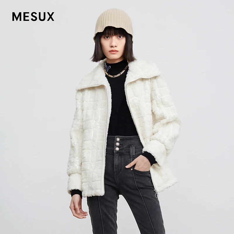 【许半夏推荐】MARK WIGAN联名款 MESUX米岫冬仿羊羔毛珠片绣短毛外