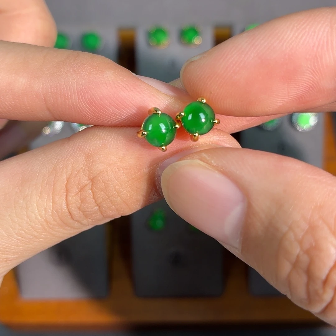 翡翠银S925镶嵌耳饰耳饰