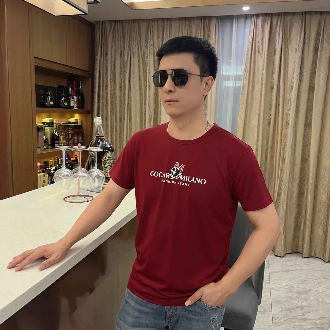 2025夏季男士新款潮流图案字母印花上衣时尚短袖T恤高品质7109
