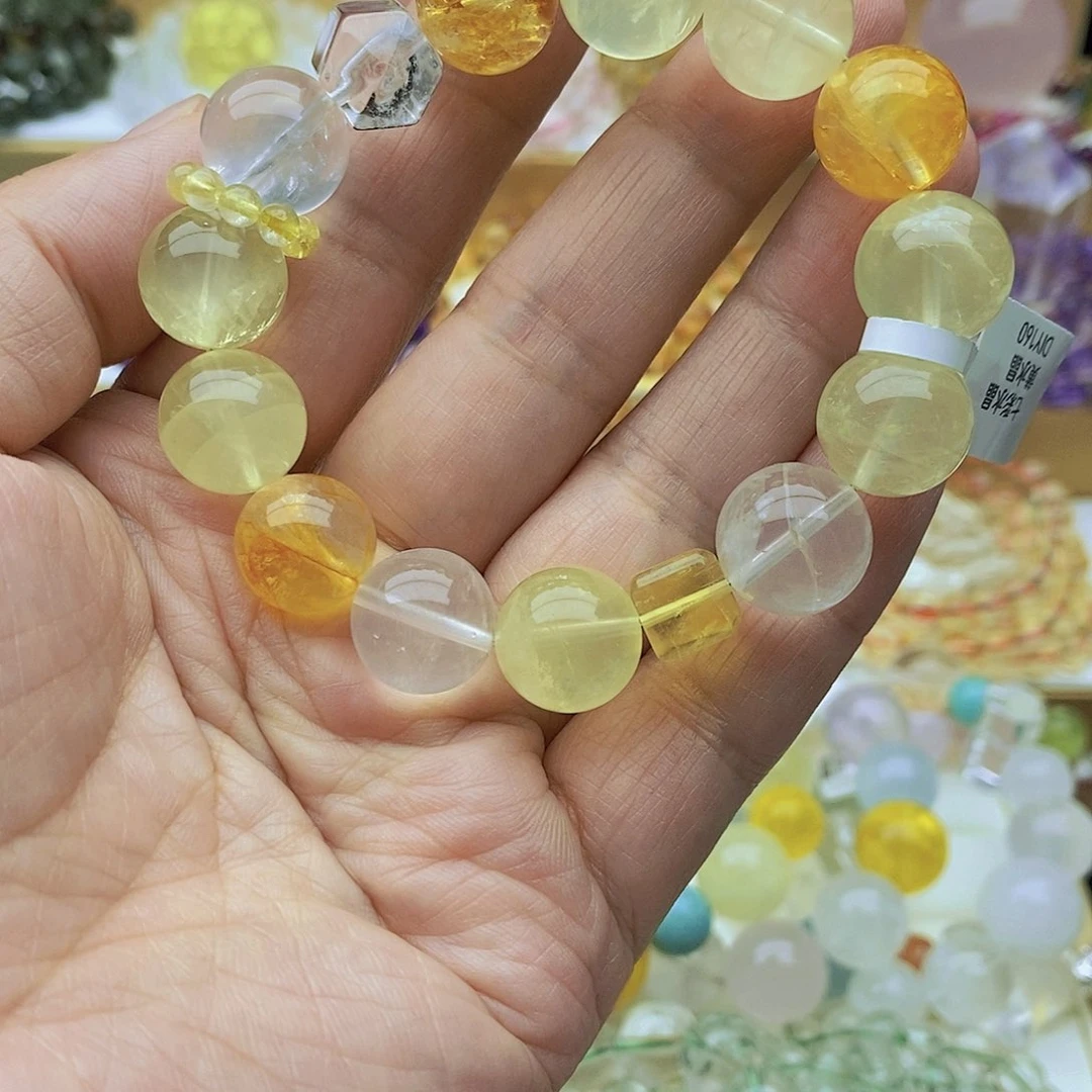 水晶手链未镶嵌天然黄水晶13mm