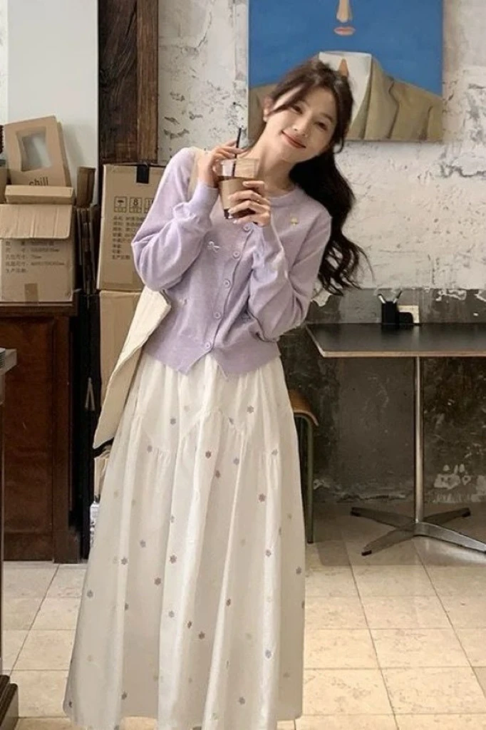 彩色碎花！度假风长半身裙女夏季高腰百搭短款小众碎花裙韩系温柔