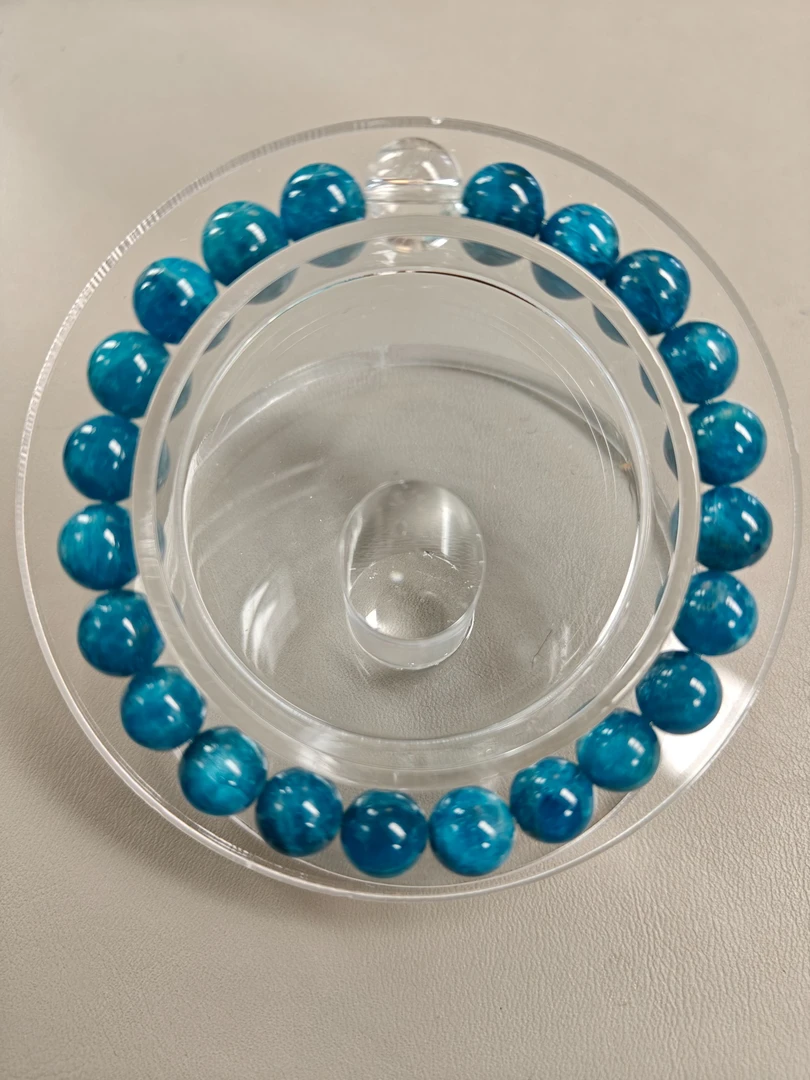 （蓝磷灰）+顶珠白水晶虎妈原创手串