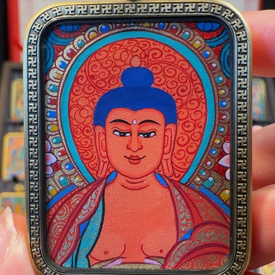 装裱画纯手绘天然矿料 阿弥 普华东智绘