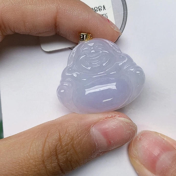 颈饰18K金镶嵌翡翠天然翡翠