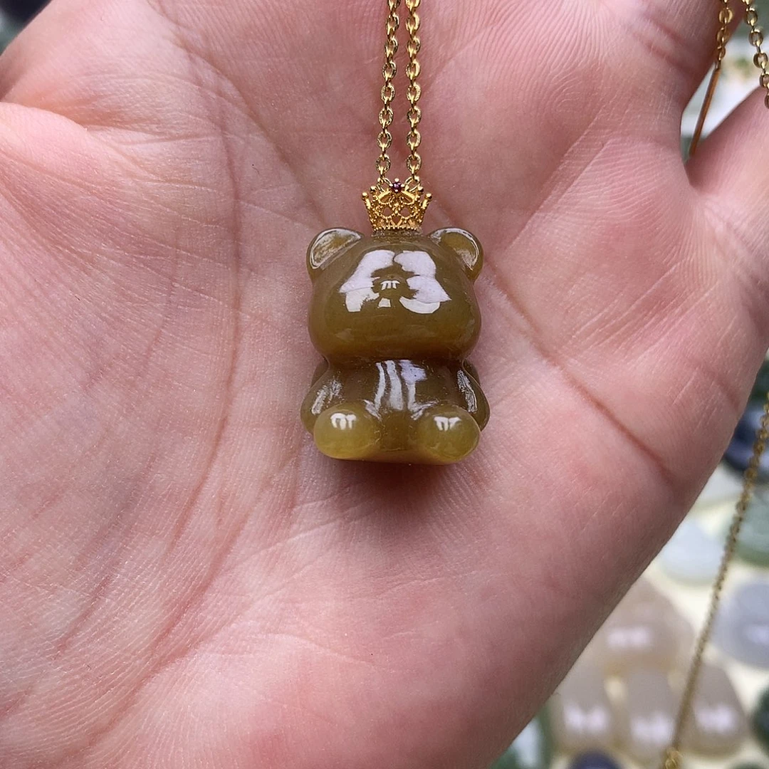 和田玉颈饰18K金镶嵌