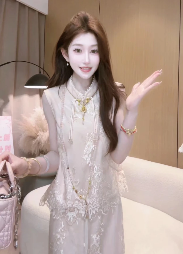 【婷婷】《昆仑玉兰》定位刺绣国风马甲套装 TTZ2SQ775【Q】