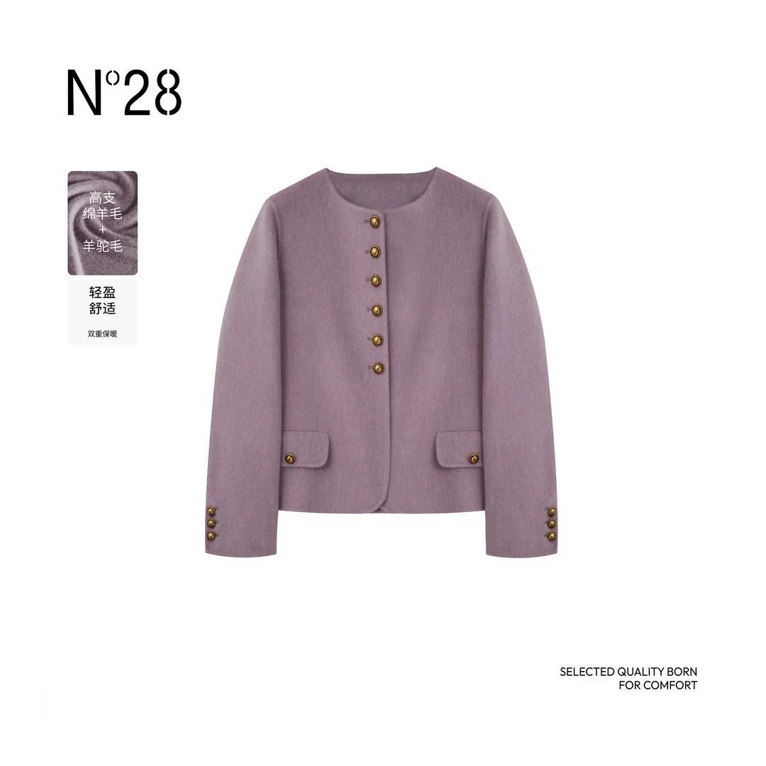 N°28小香风外套2024秋冬新款高支羊毛双面呢短款高级设计师优雅