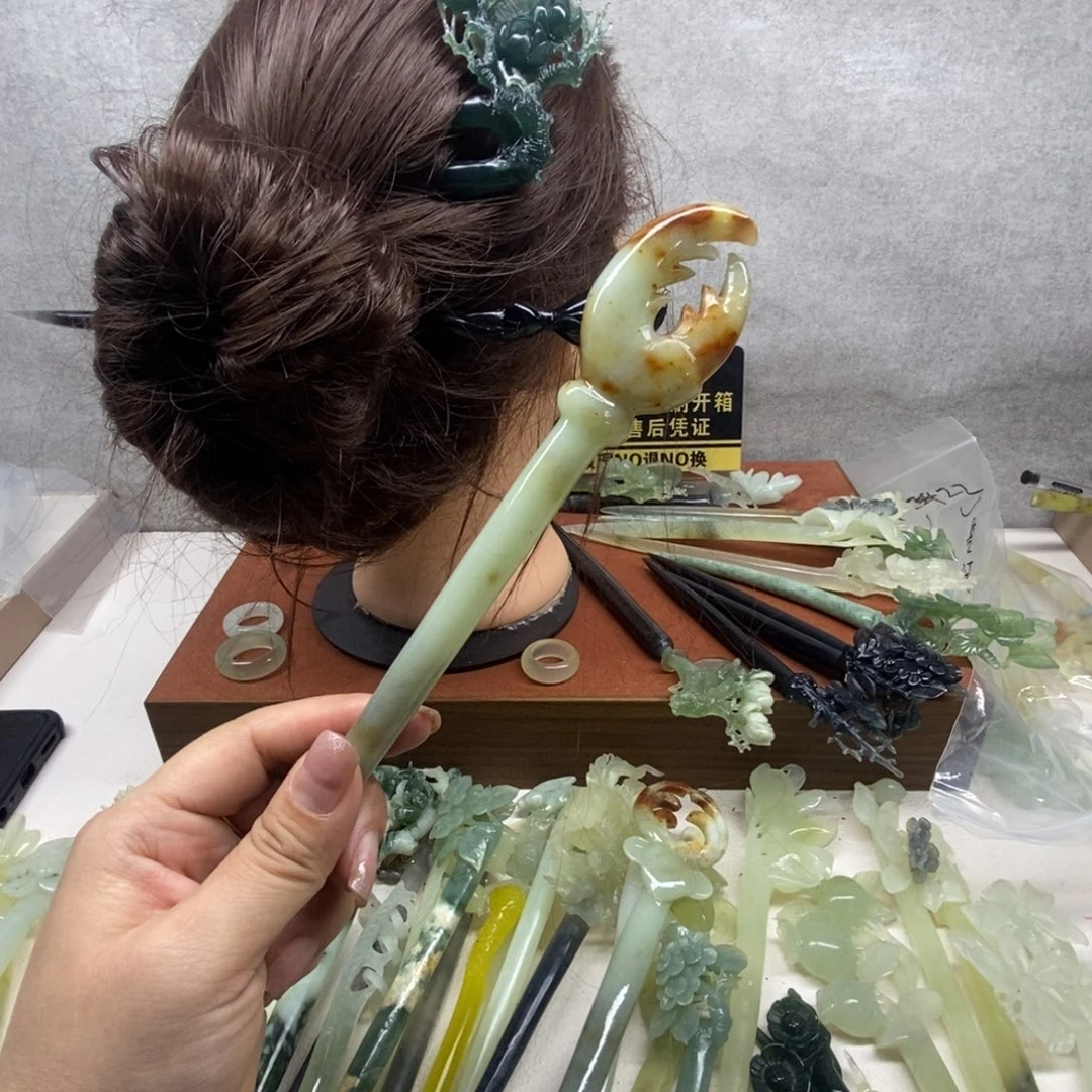 蛇纹石玉合金发饰