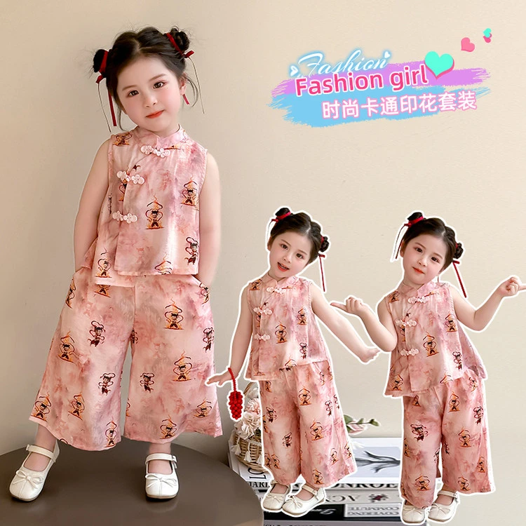 哪吒儿童服装女童新中式夏装套装2025新款儿童夏款炸街夏季两件套