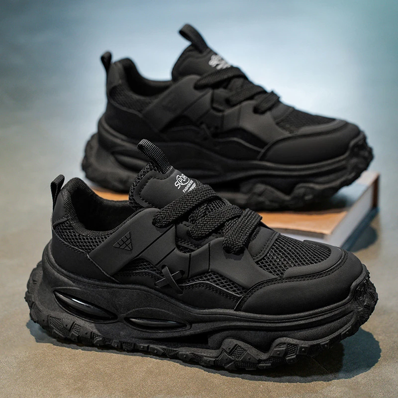 网红爆款男鞋夏季透气网面休闲内老爹鞋青少年跑步减震运动鞋