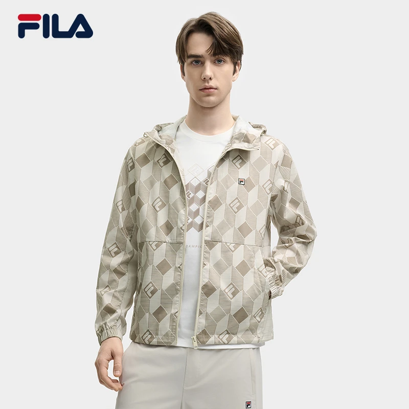 Fila/斐乐男【印花复古休闲外套】春季新款百搭连帽上衣F11M528703F
