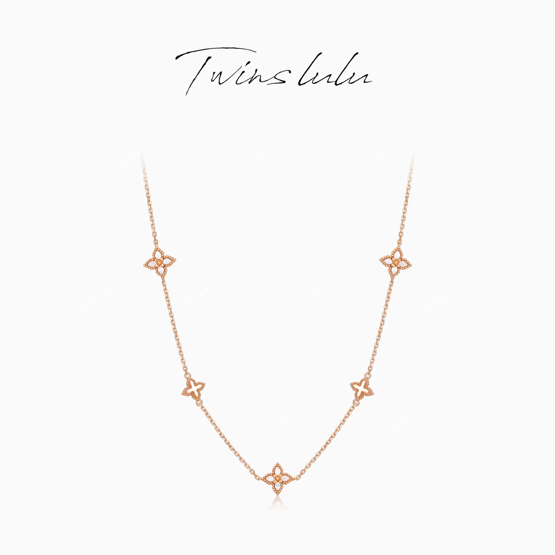 TWINS LULU 925银 流光风 锁骨链四叶老花项链首饰女款TSJ9786