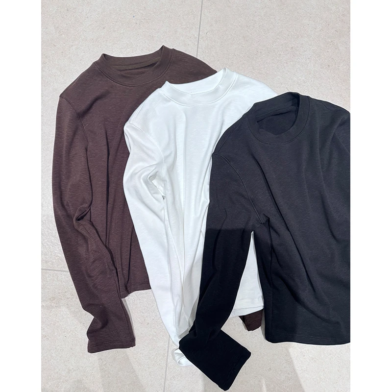 【小金豆】冬季新款加绒加厚简约打底T恤