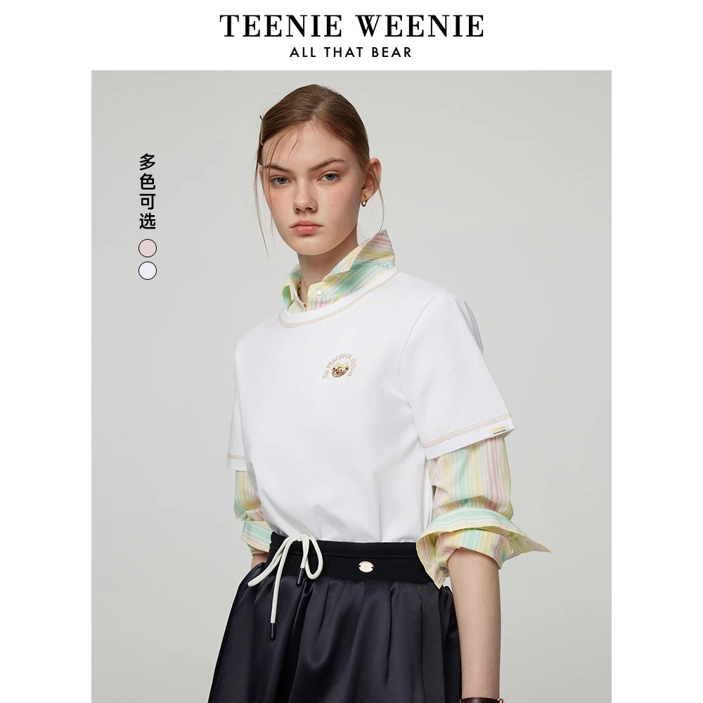 *Teenie Weenie小熊女装T恤25简约清新多巴胺圆领短袖TTRA252302T