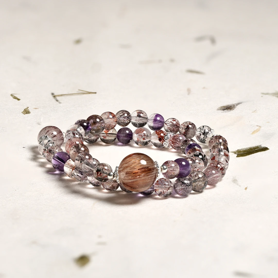 【星途】宋导自营天然超七铜发晶双圈水晶手串