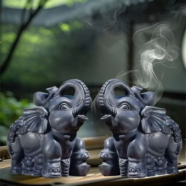 青石大象招财雕刻庭院门口石象家用看门摆件石头石雕原石一对