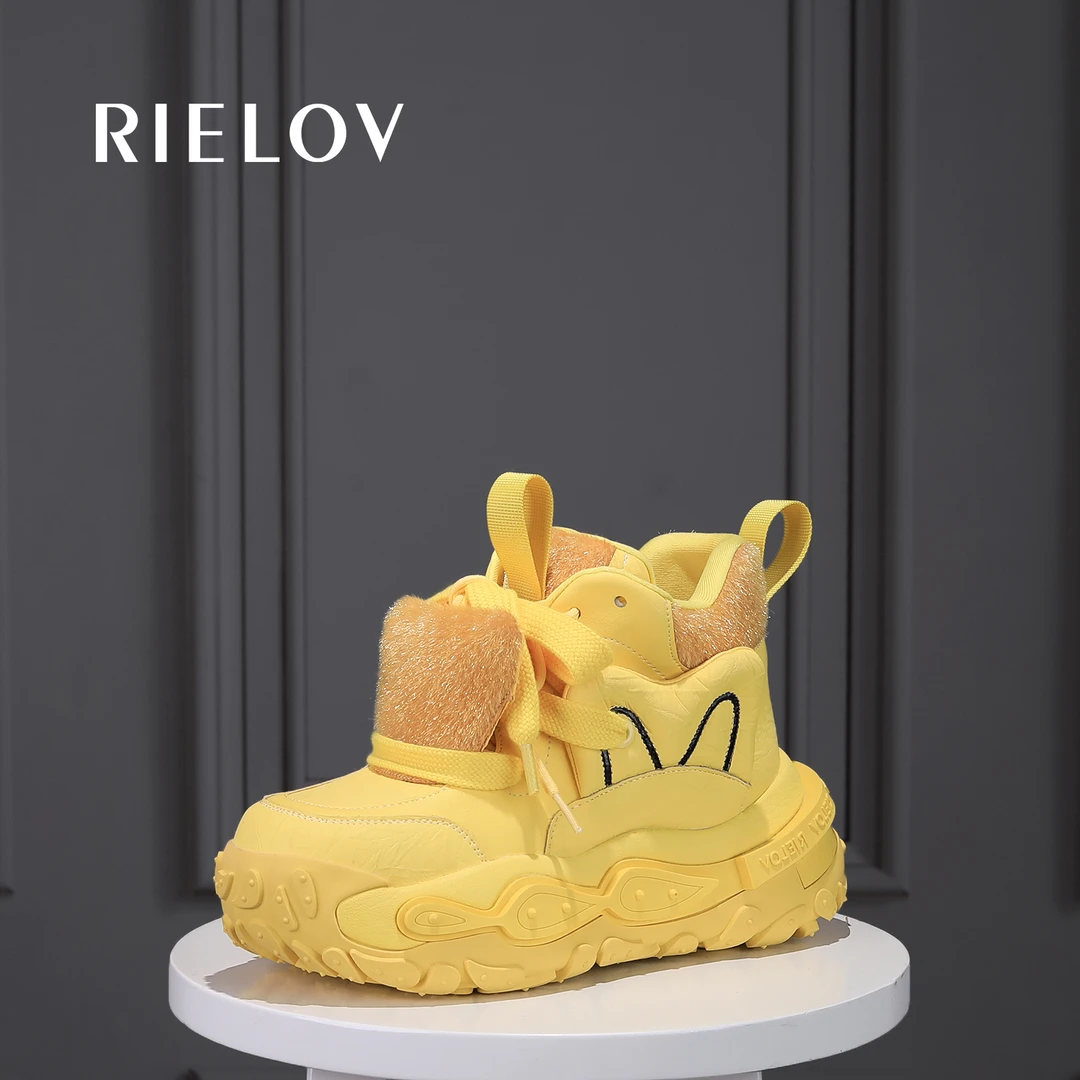 RIELOV【兰兰】增高7.5cm时尚潮流百搭女士休闲鞋时尚绑带鞋25259