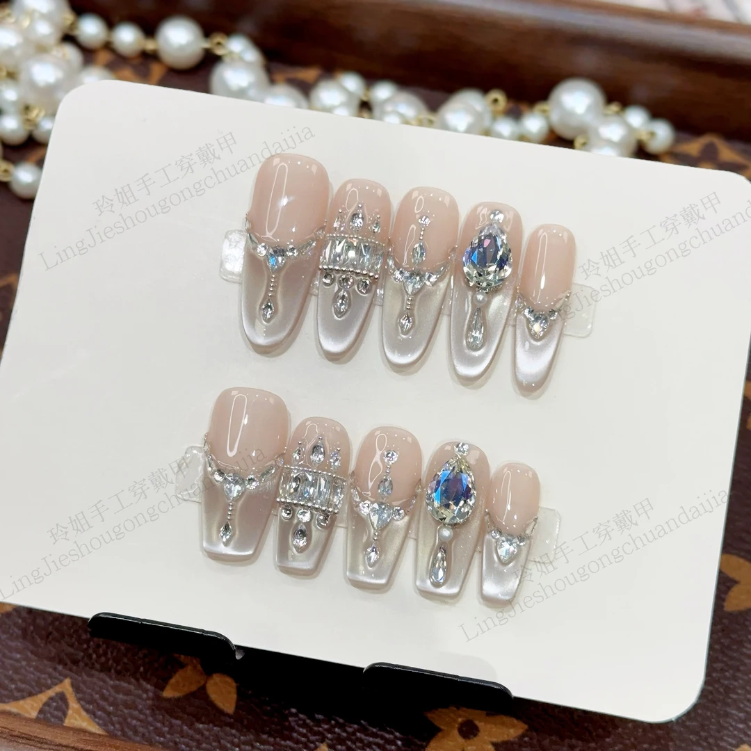 【月神桂冠】高级感原创设计师款纯欲猫眼美甲纯手工穿戴甲