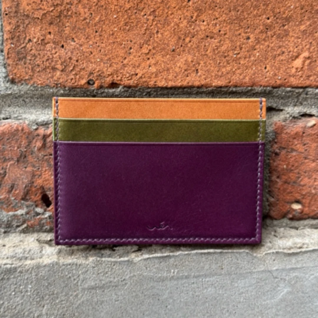 wén四卡位拼色小卡包 意大利Walpier Buttero植鞣革