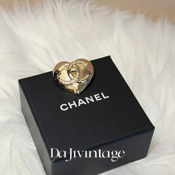 大吉中古/Chanel香奈儿金色爱心刻字胸针