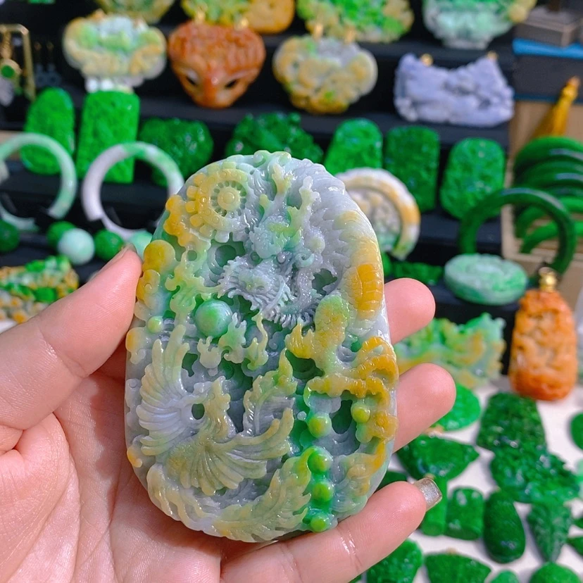 【闪购商品】翡翠颈饰未镶嵌龙凤呈祥