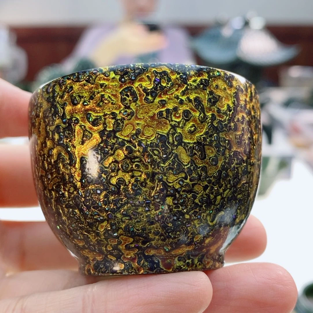 奇****e微瑕 暗金色大漆杯子