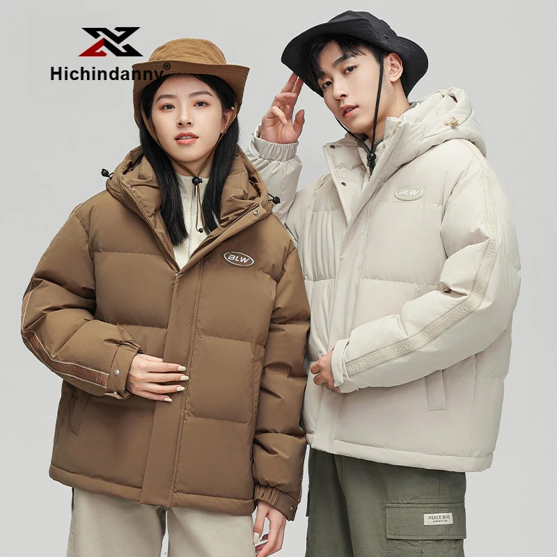 HICHIN运动羽绒服男女冬季短款连帽时尚加厚面包服新款冬装外套