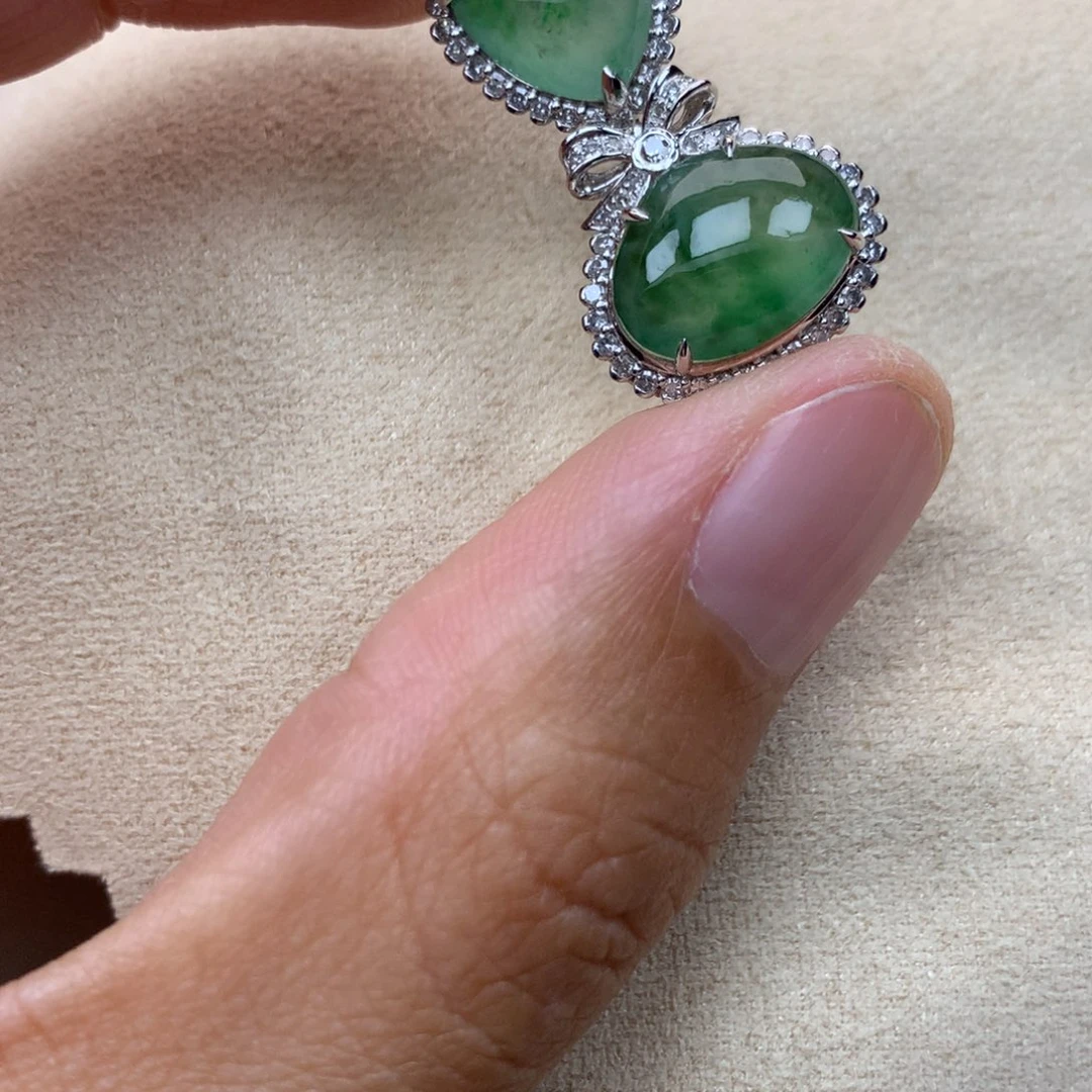 翡翠18K金镶嵌吊坠(不含链)二合一吊坠