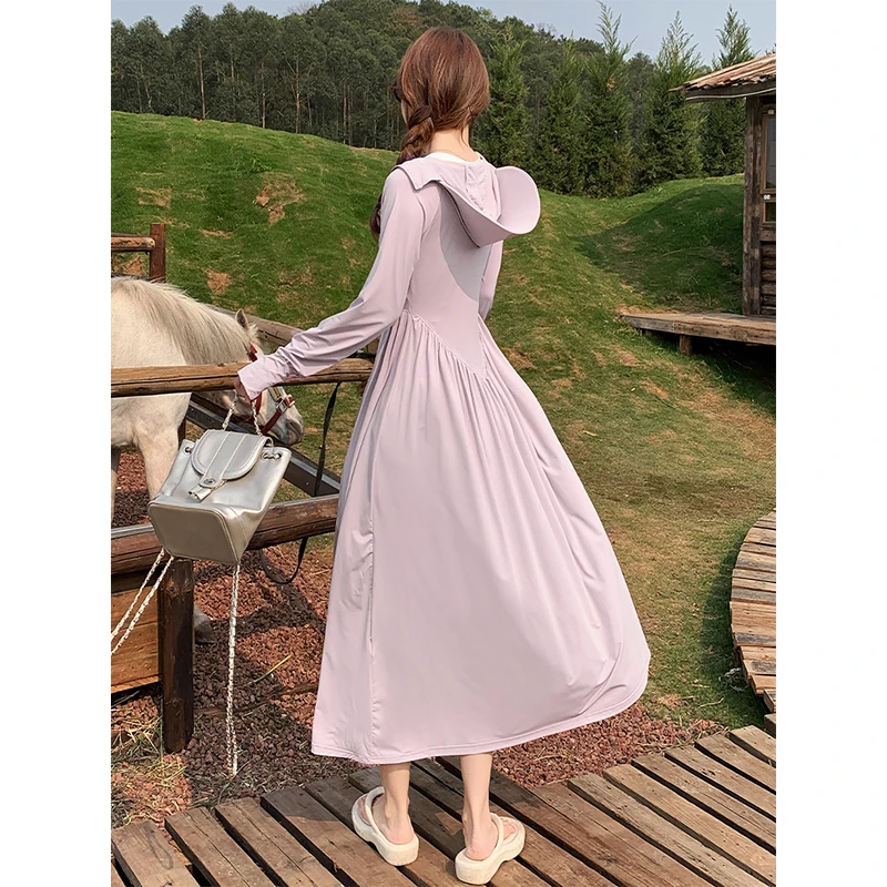 紫色冰丝长款全身防晒衣女款夏季爆款2025新款防紫外线薄款防晒裙