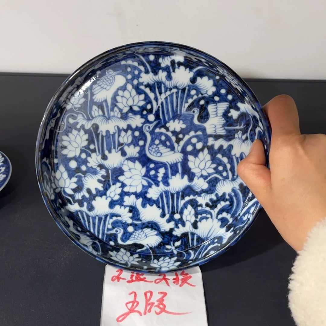 仿元满绘蓝底一鹭