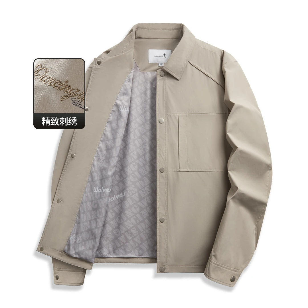 【易打理】与狼共舞25翻领插肩袖显瘦外套通勤穿搭休闲薄夹克男男士