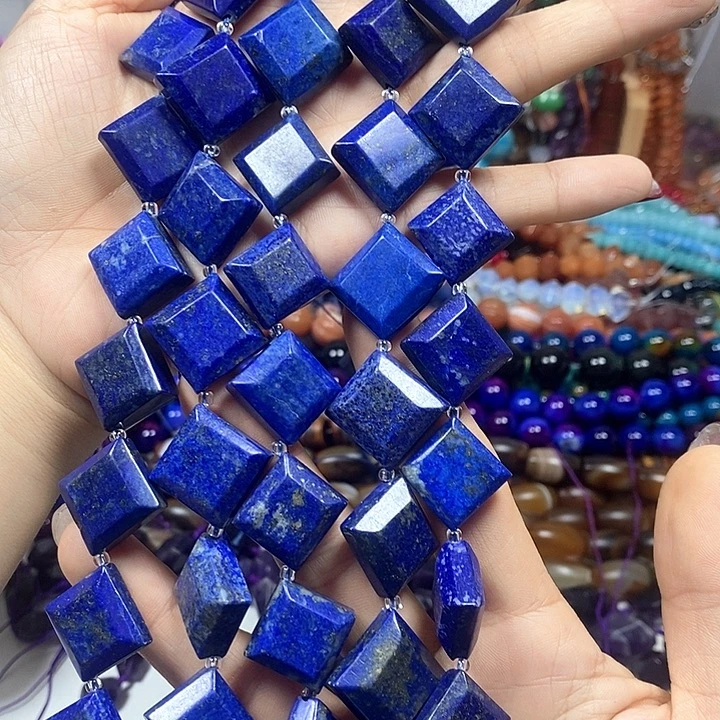 未镶嵌玛瑙/玉髓珠宝半成品天然老矿青金斜方卡17-19mm