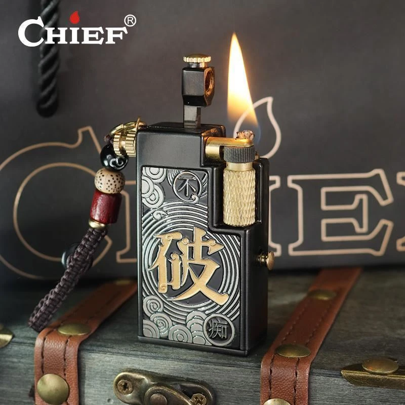 升级款CHIEF小钢炮抬臂煤油打火机创意双油仓待机王高档男士礼物