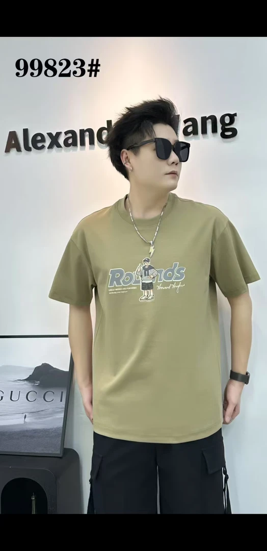 99823美式咔叽夏季印花韩版宽松短袖圆领半袖美式