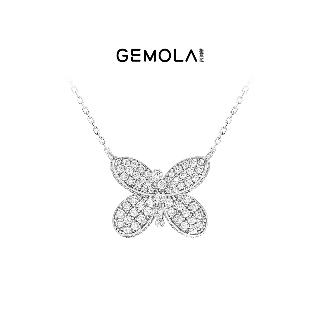 GEMOLA/格莫拉 坠链均925银合成锆石 叛逆千金风气质灵动蝴蝶项链
