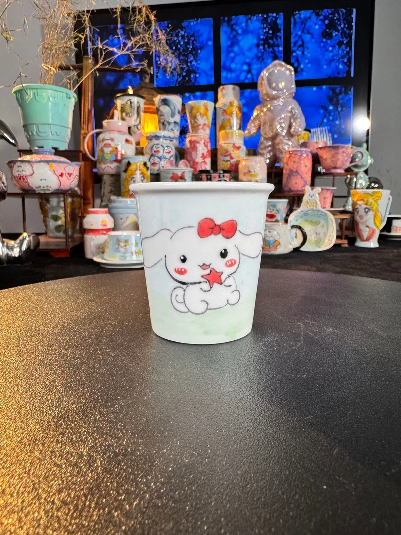 y06手工手绘大耳狗杯