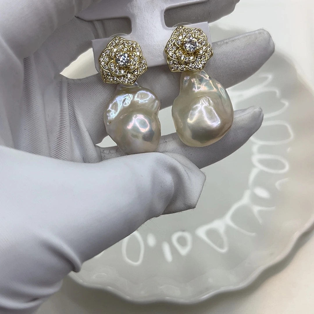 淡水珍珠耳饰合金