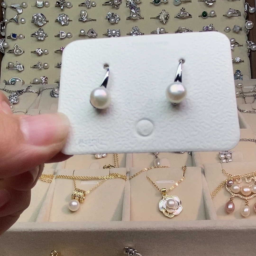银S925镶嵌淡水珍珠耳饰