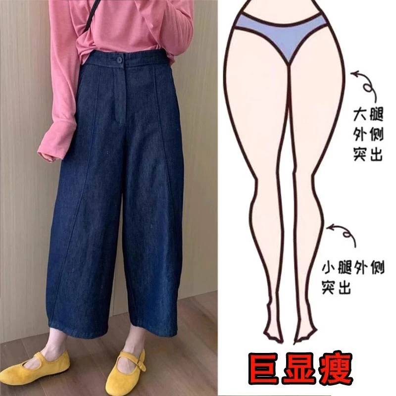 2025夏季薄款大码女装高腰宽松九分气球裤梨形身材显瘦休闲奶奶裤