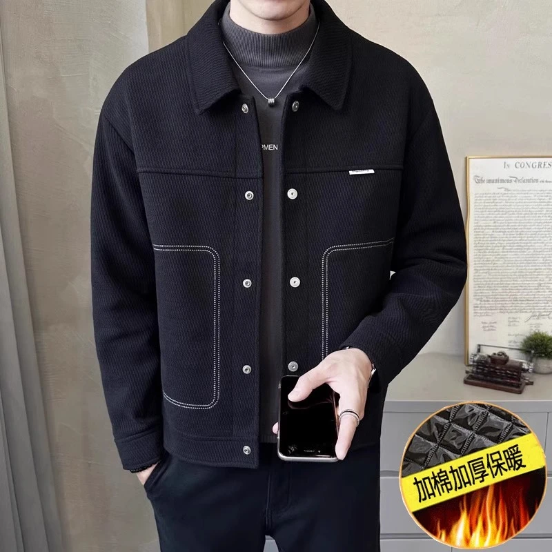 商务休闲短款毛呢大衣冬季2024新款潮牌加厚呢子外套男秋冬夹克