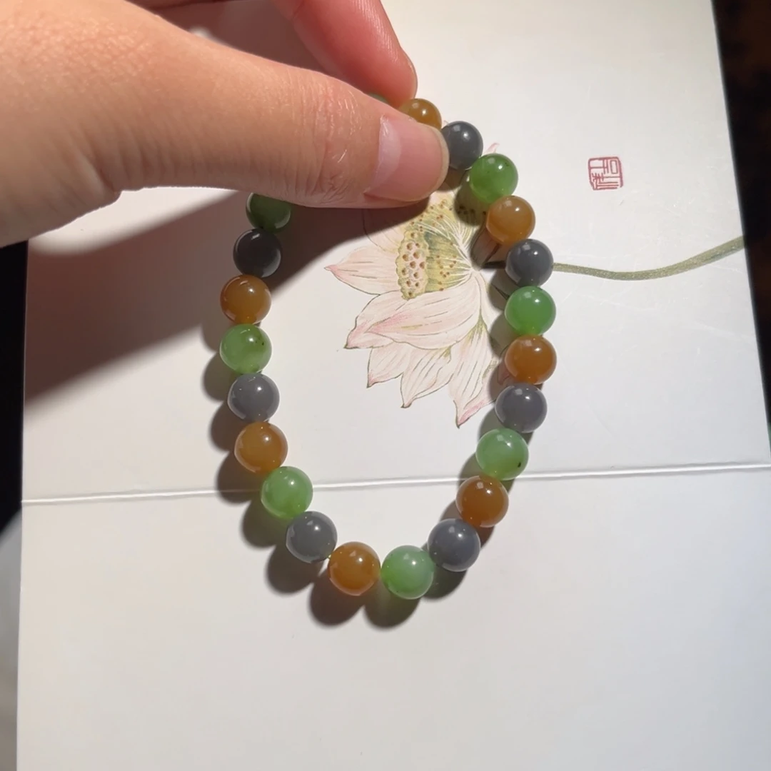手串未镶嵌和田玉多宝8mm650