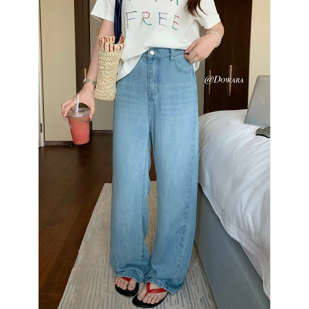 现货大婉酱微胖定制【天丝牛仔】100莱赛尔牛仔裤夏季显瘦长裤7665D