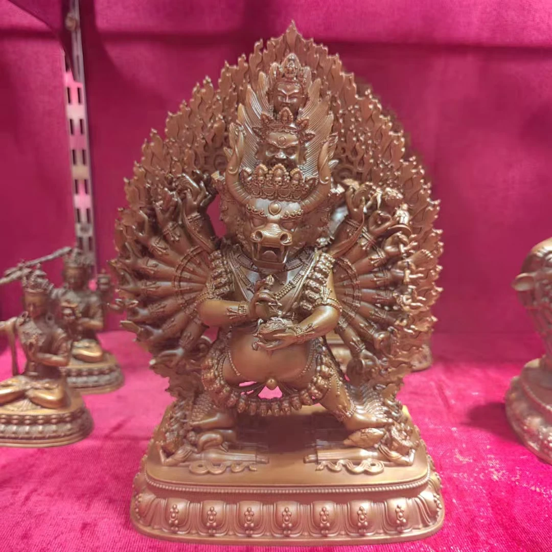 梵天造像《独勇/独雄大威德金刚》紫铜/23cm摆件雕塑神像立体工艺品