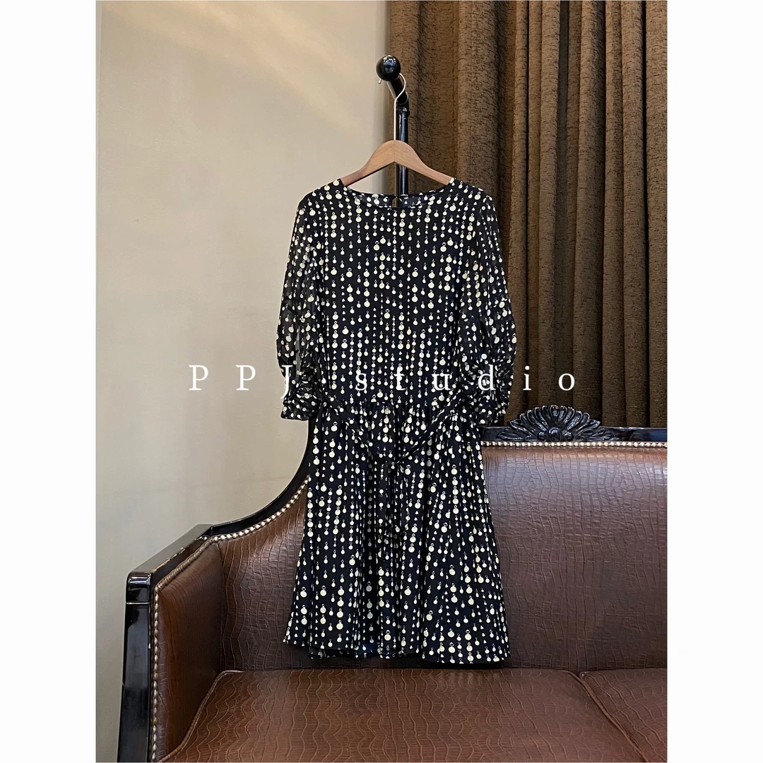 LMXPPJ【气球裙】法式复古灯笼袖显瘦连衣裙减龄百搭印花裙MX268