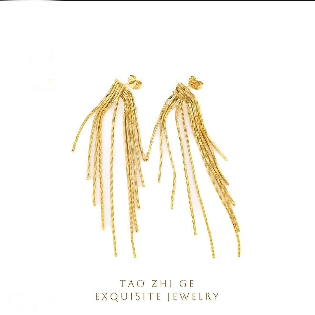 铜合金耳饰 流苏耳坠 轻奢高定版 新中式国潮风 耳环女