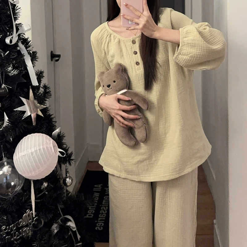长袖长裤春秋季纯棉睡衣女套装新款公主风夏天休闲遛弯外穿家居服